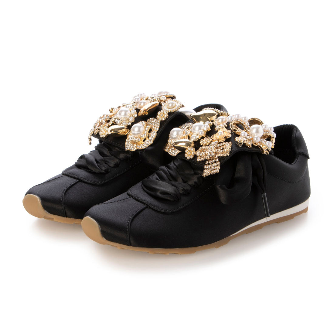 ジェフリーキャンベル Jeffrey Campbell キラキラ ビジュースニーカー （ブラックサテン） ブラックサテン