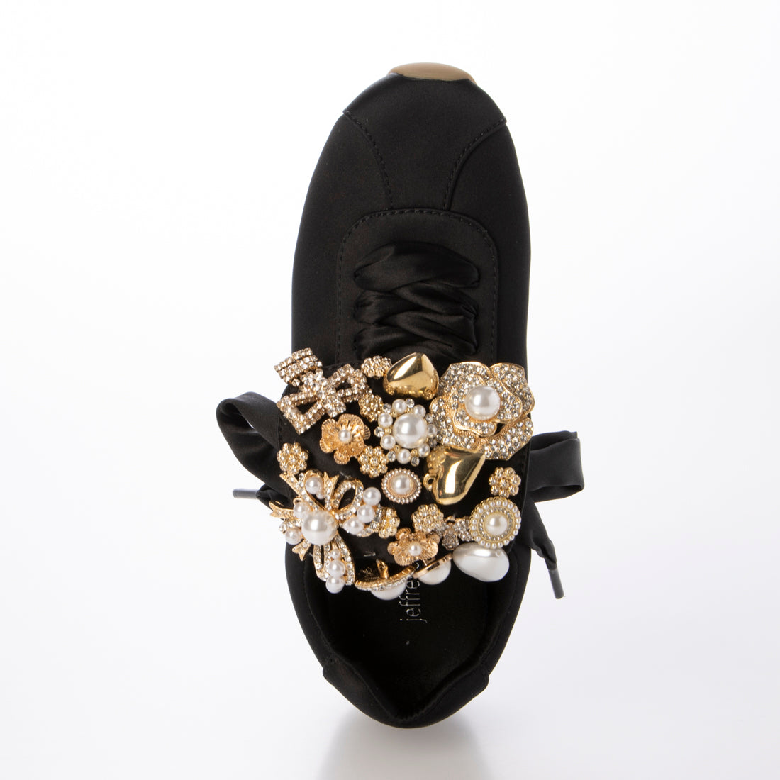 ジェフリーキャンベル Jeffrey Campbell キラキラ ビジュースニーカー （ブラックサテン） ブラックサテン