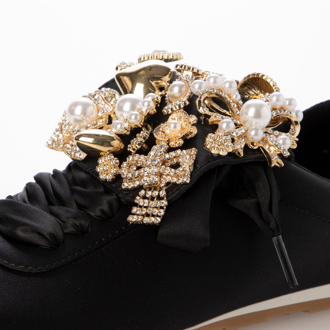 ジェフリーキャンベル Jeffrey Campbell キラキラ ビジュースニーカー （ブラックサテン） ブラックサテン