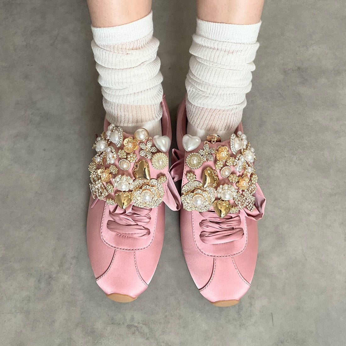ジェフリーキャンベル Jeffrey Campbell キラキラ ビジュースニーカー （ピンク） ピンク