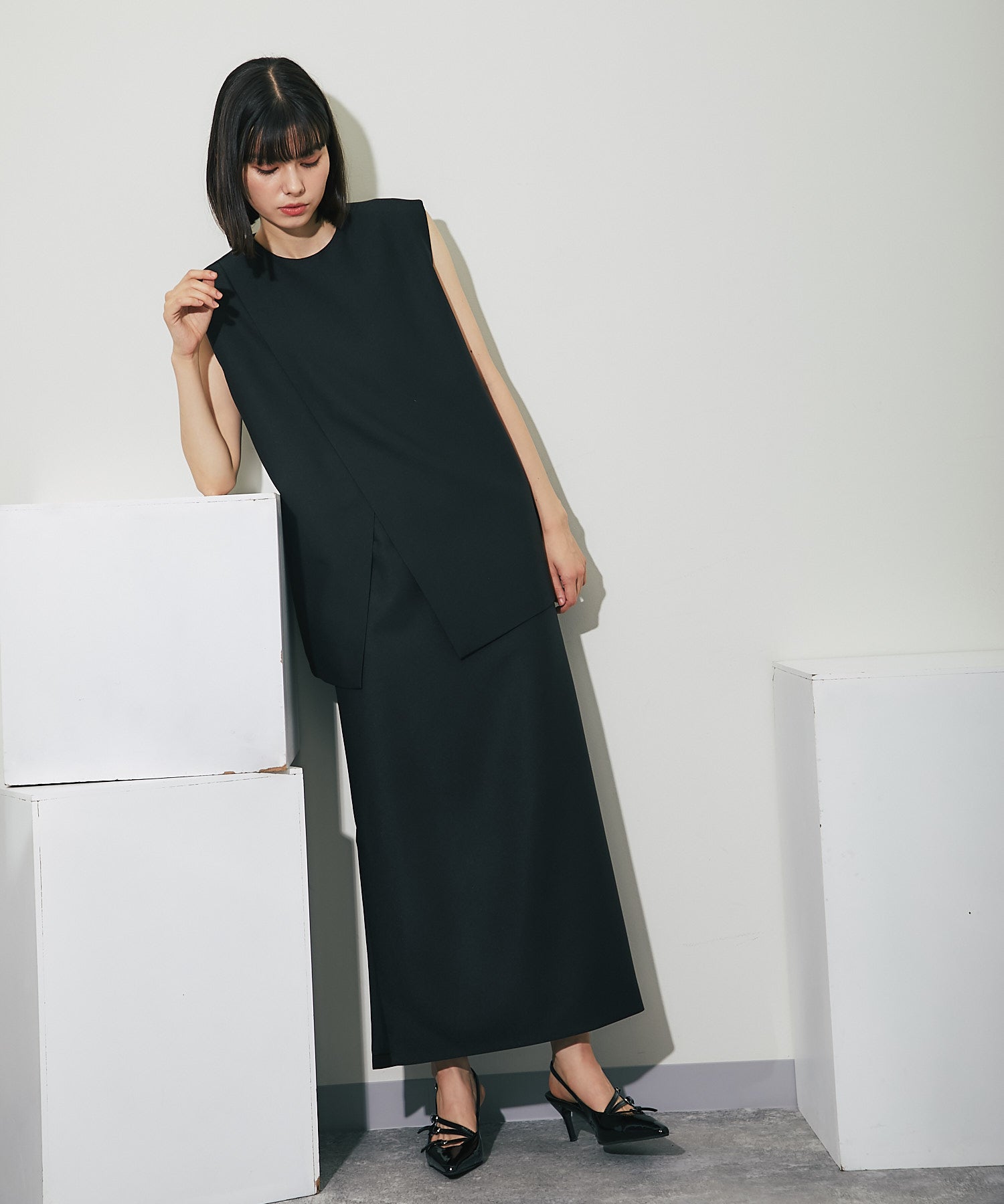 スマイルオーキッド SMILE ORCHID バックジップサイドスリットロングスカート （ブラック） ブラック