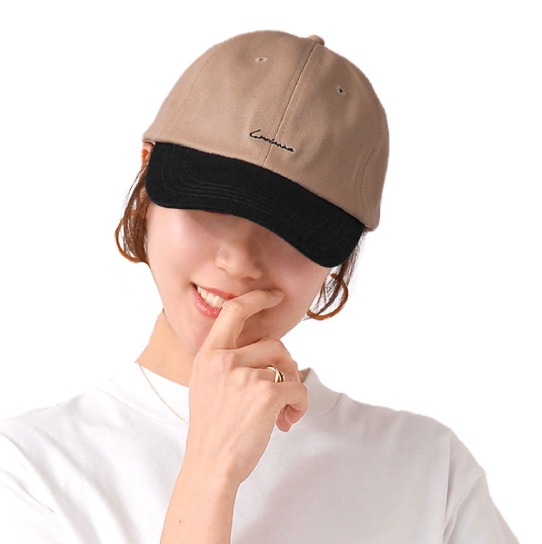エクレボ exrevo キャップ レディース 深め uv 帽子 無地 おしゃれ uvカット メンズ キッズ 夏 シンプル コットン ベースボールキャップ 日よけ （ベージュ×ブラック） ベージュ×ブラック