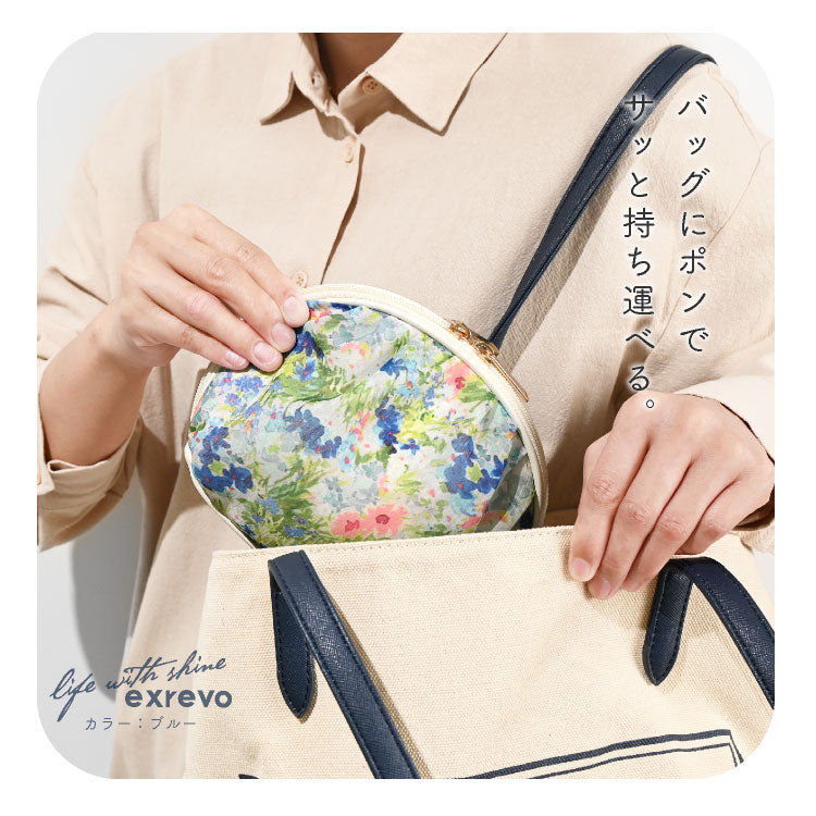 エクレボ exrevo ポーチ 大きめ シフォン かわいい マチ 自立 花柄 春夏 大容量 機能的 ナプキン 化粧ポーチ 大人可愛い 仕切り