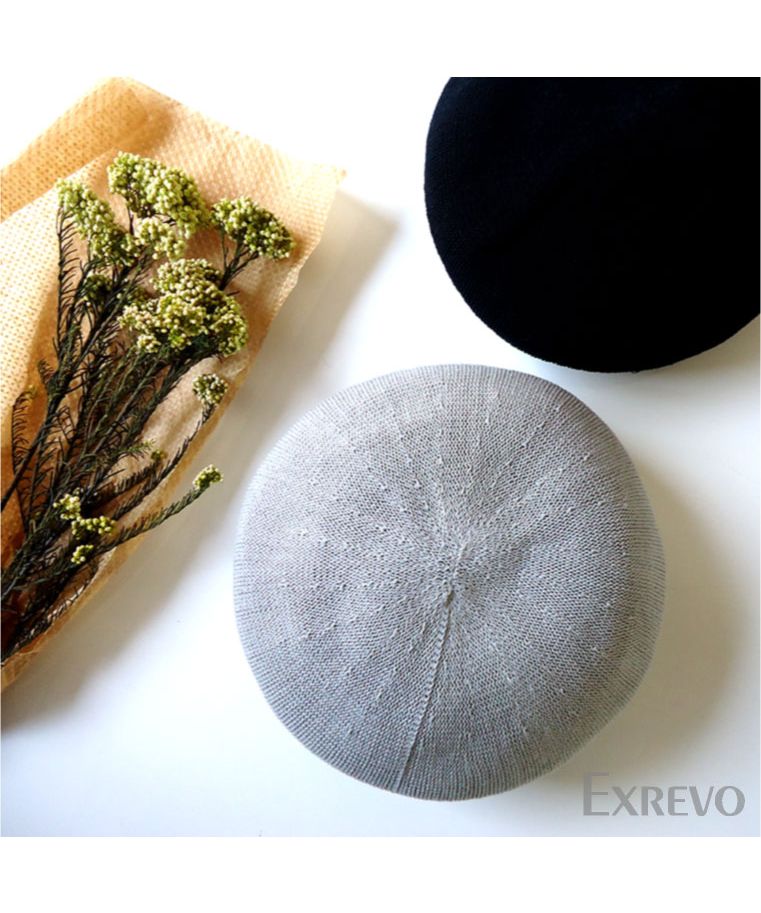 "Exrevo Beret Hat Piping Spring Summer Hat for Women 'Mesh Knit Piping Beret' Adjustable String Summer Beret Hat Straw-like Plain Cute Straw black Brat"