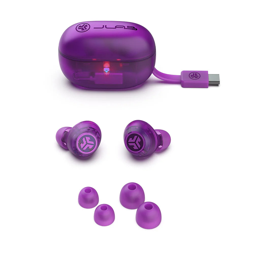ジェイラブ JLab Go Pop ANC ワイヤレスイヤホン コンパクト ノイズキャンセリング イヤホン Bluetooth Bluetoothイヤフォン iPhone 防水 小さいイヤホン マイク付き 防水【返品不可商品】 （Clear Violet） Clear Violet
