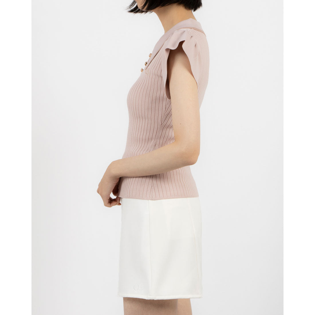ココエアリー coco airy line collar knit tops （PINK） PINK