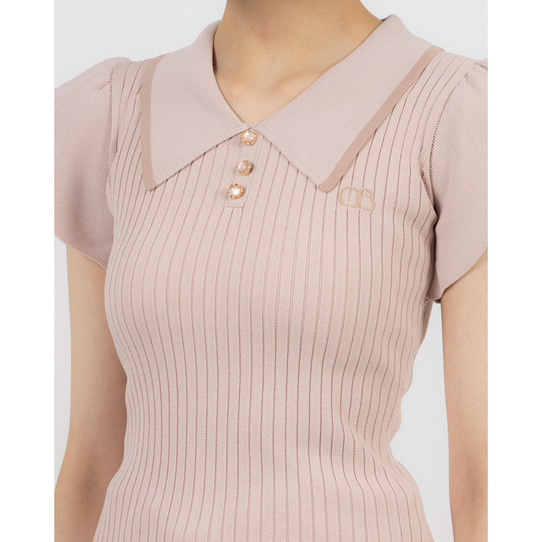 ココエアリー coco airy line collar knit tops （PINK） PINK