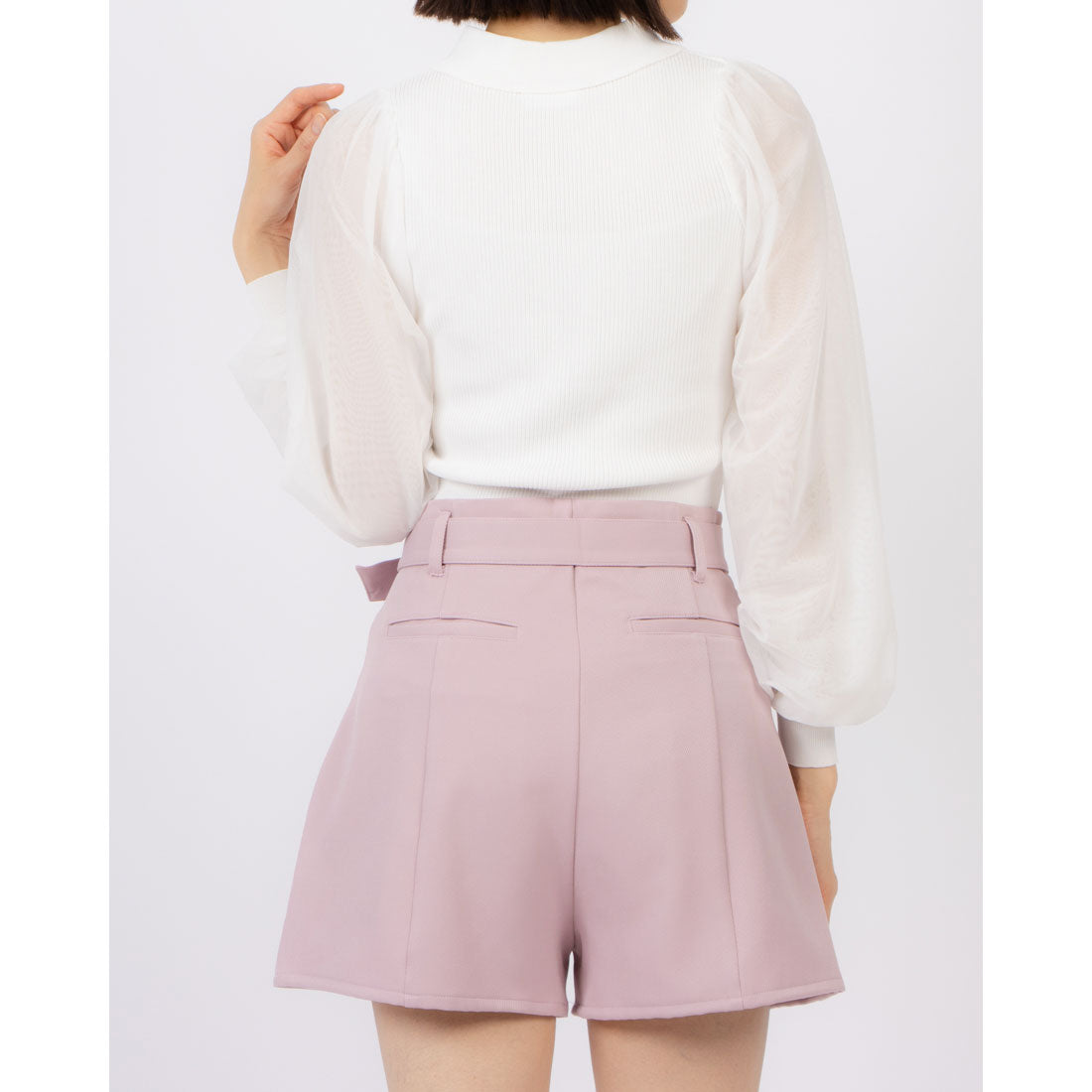 ココエアリー coco airy tulle sleeve knit tops （O.WHT） O.WHT