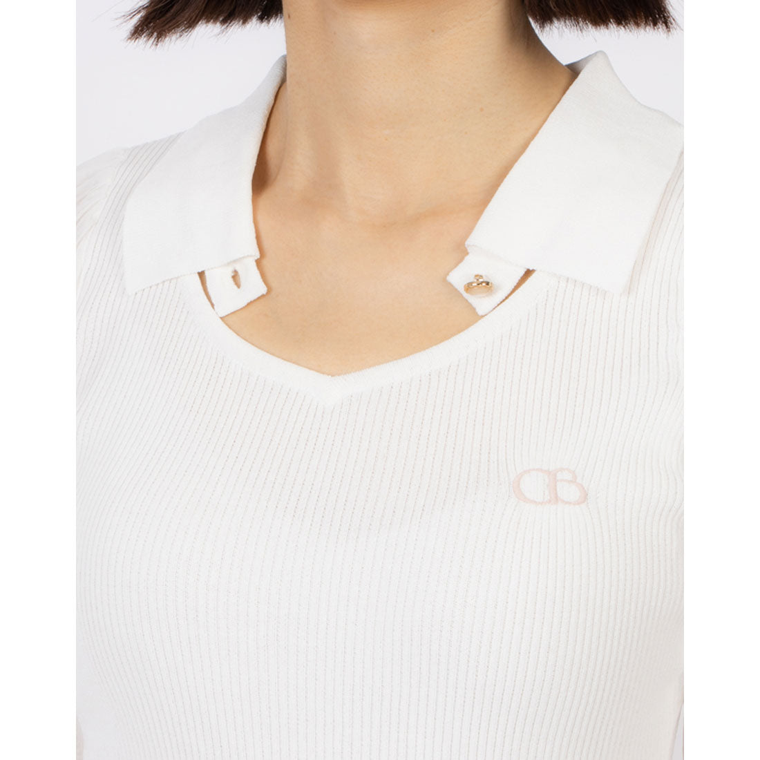 ココエアリー coco airy tulle sleeve knit tops （O.WHT） O.WHT