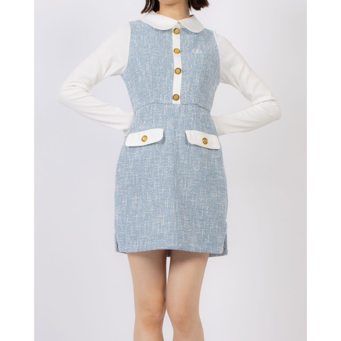 ココエアリー coco airy tweed onepiece （L.BLUE） L.BLUE