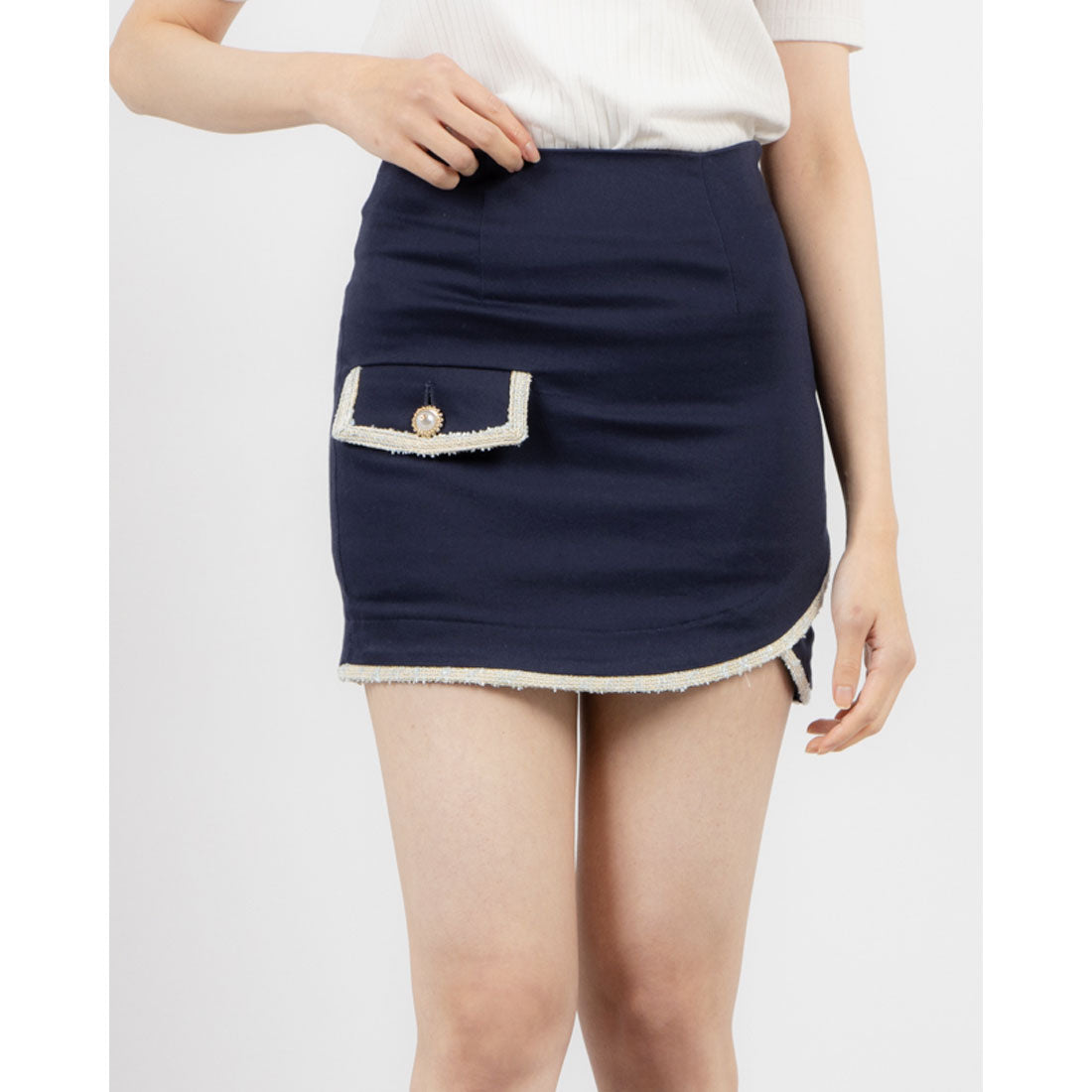 ココエアリー coco airy ashime tweed line skirt （NAVY） NAVY