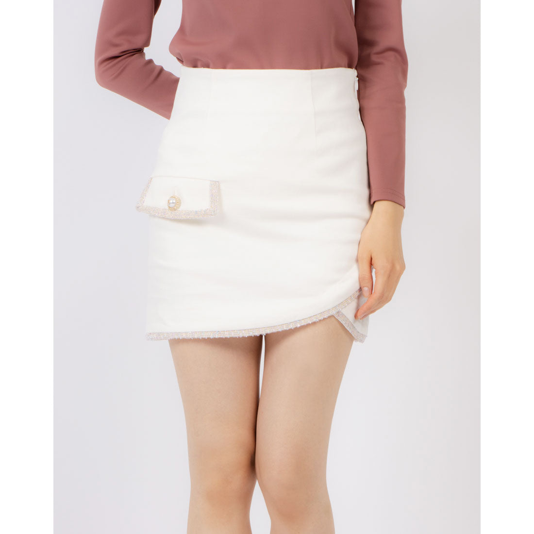 ココエアリー coco airy ashime tweed line skirt （O.WHITE） O.WHITE