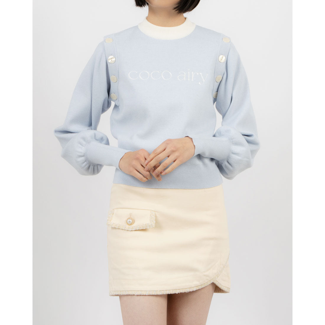 ココエアリー coco airy 3way knit tops （L.BLUE） L.BLUE
