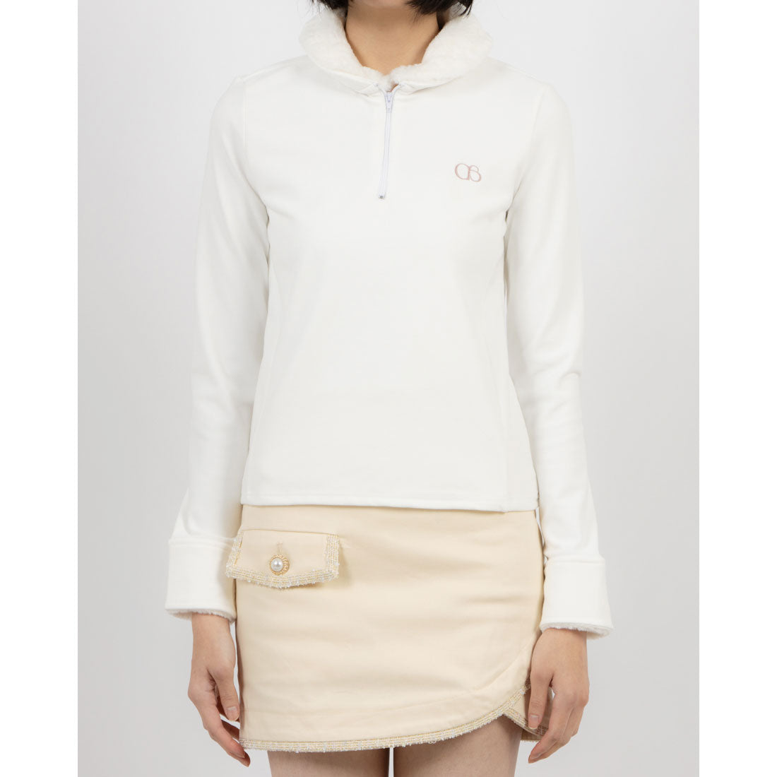 ココエアリー coco airy 2way fur zipup tops （O.WHITE） O.WHITE