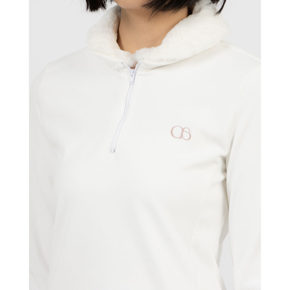 ココエアリー coco airy 2way fur zipup tops （O.WHITE） O.WHITE