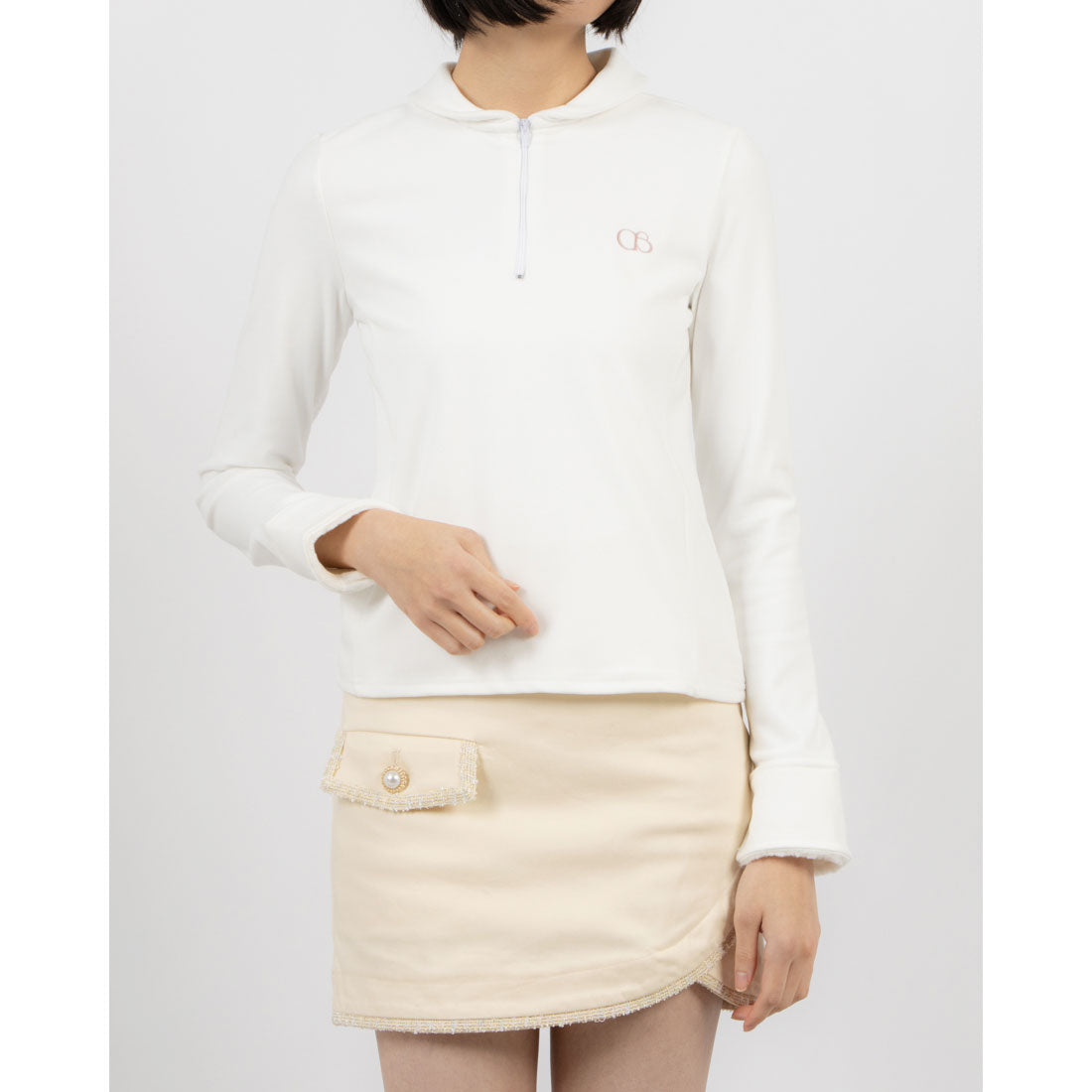 ココエアリー coco airy 2way fur zipup tops （O.WHITE） O.WHITE