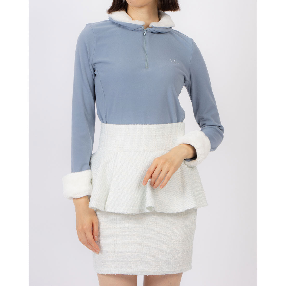 ココエアリー coco airy 2way fur zipup tops （BLUE） BLUE