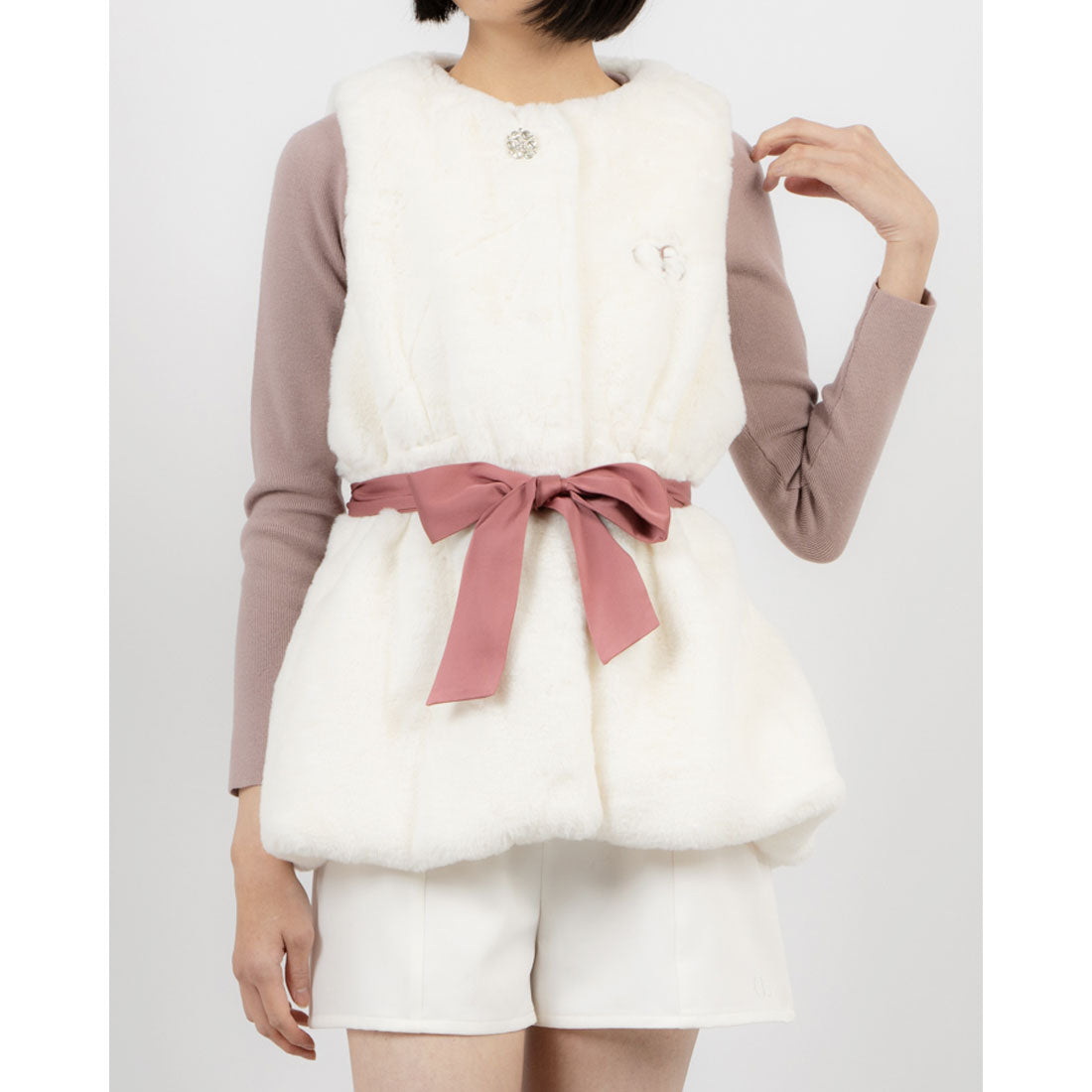 ココエアリー coco airy fur vest （O.WHITE） O.WHITE
