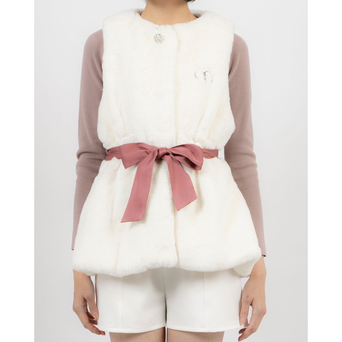 ココエアリー coco airy fur vest （O.WHITE） O.WHITE