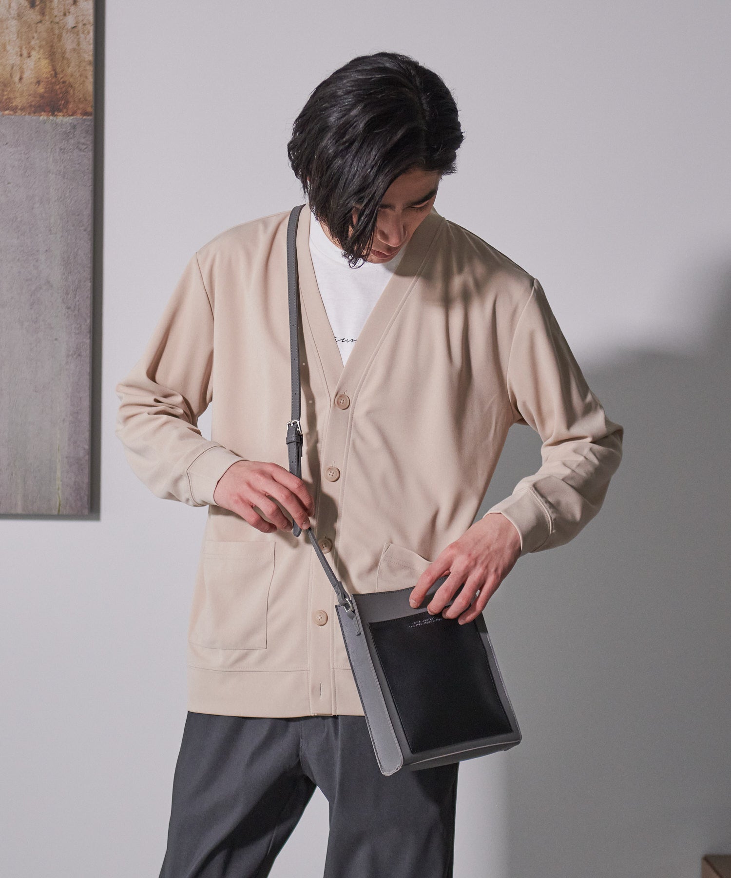 ジーンズメイト JEANS MATE 【BLUESTANDARD】フロントポケット スクエアショルダー バッグ 通勤 通学 きれいめ カジュアル モード （ライトブラウン） ライトブラウン