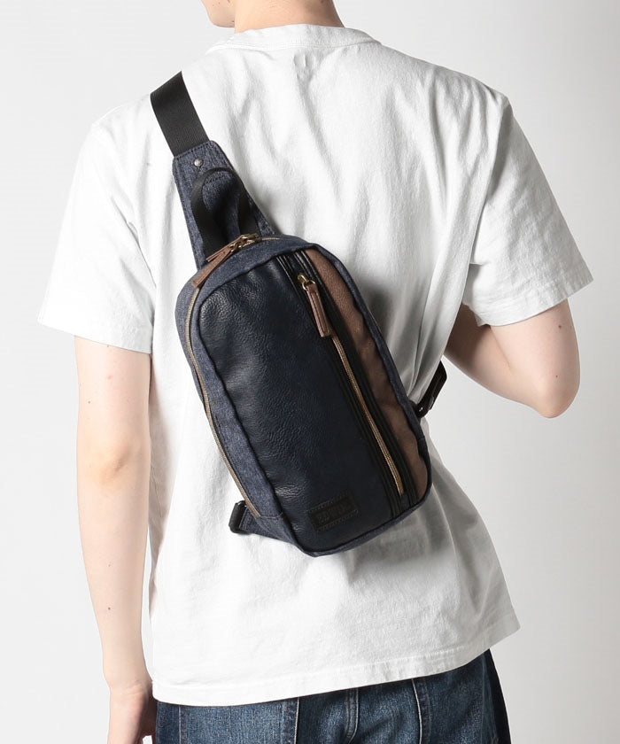 ジーンズメイト JEANS MATE 【EDWIN】エドウィン 別注 PU ボディバッグ 切替 切り替え デザイン カジュアル キレイめコーデ （ブラック） ブラック