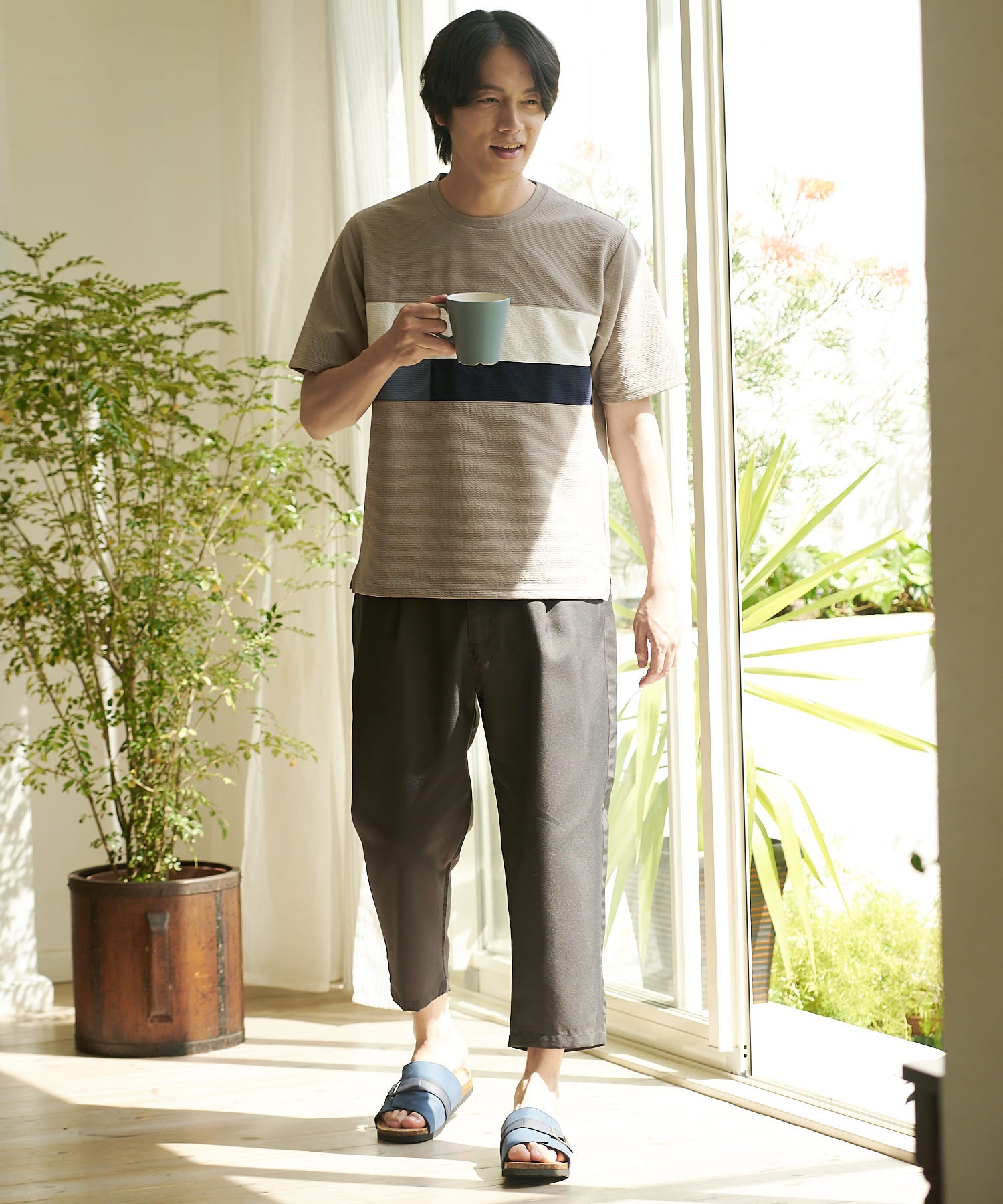 ジーンズメイト JEANS MATE 【EDWIN】シングルベルトサンダル メンズ EW9303 フットベッド 紳士 事務所履き スリッパ つっかけ （ネイビー） ネイビー