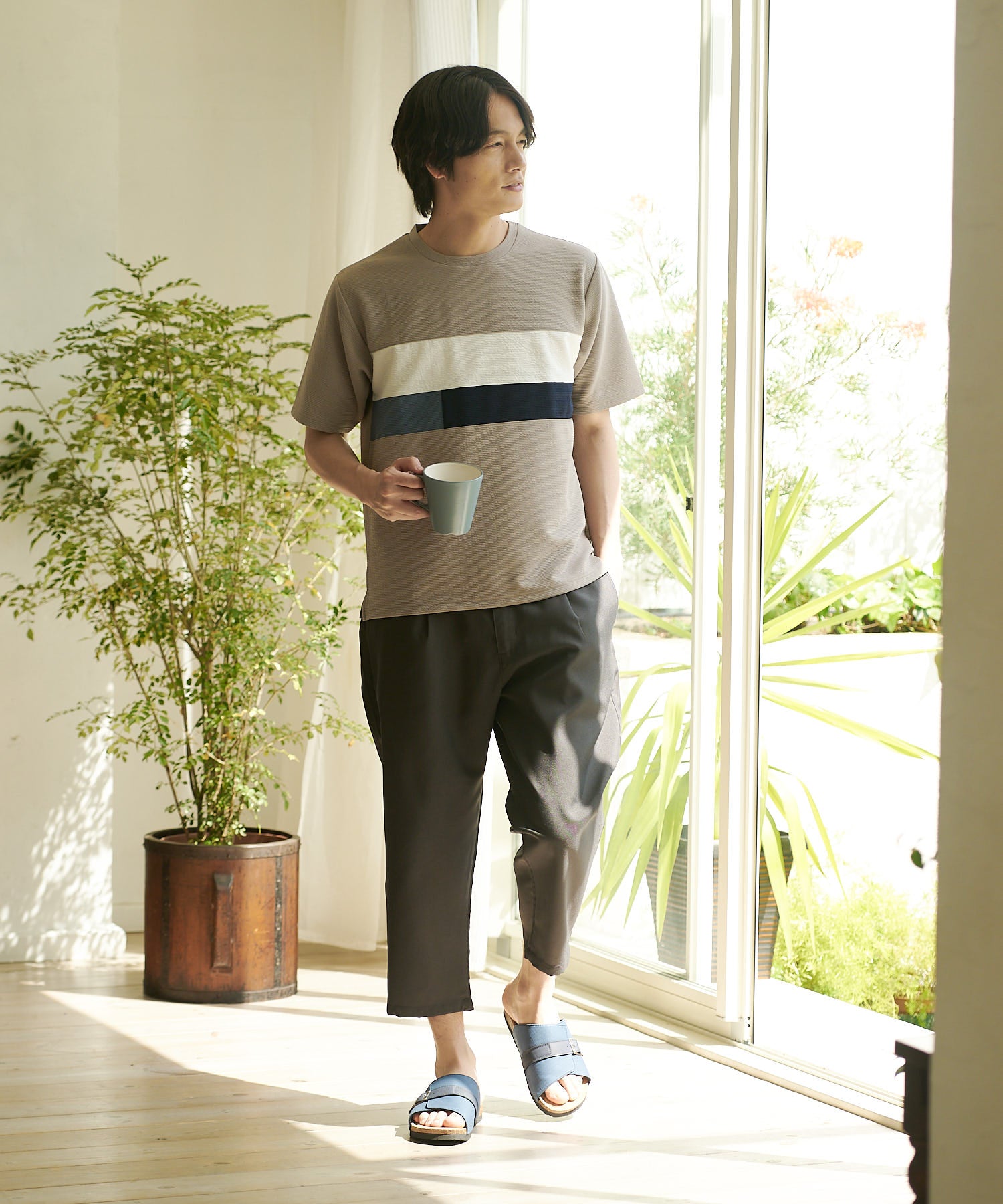 ジーンズメイト JEANS MATE 【EDWIN】シングルベルトサンダル メンズ EW9303 フットベッド 紳士 事務所履き スリッパ つっかけ （ネイビー） ネイビー