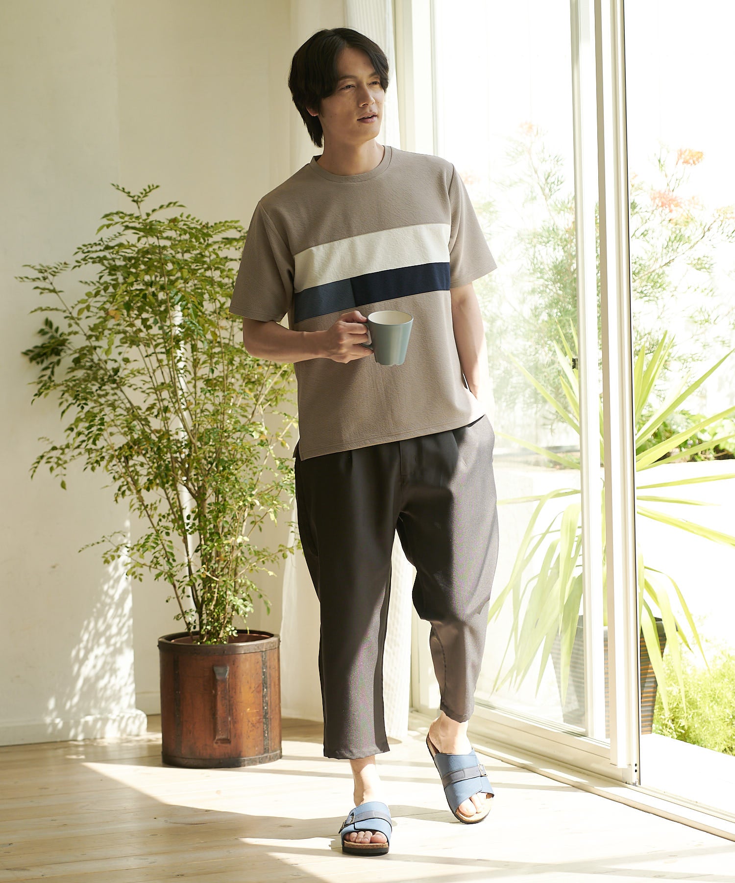 ジーンズメイト JEANS MATE 【EDWIN】シングルベルトサンダル メンズ EW9303 フットベッド 紳士 事務所履き スリッパ つっかけ （ネイビー） ネイビー