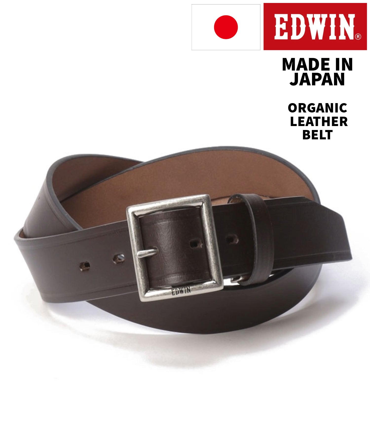 JEANS MATE 【EDWIN】 Made in Japan 40MM Garrison leather Belt MADE IN JAPAN Organic Leather