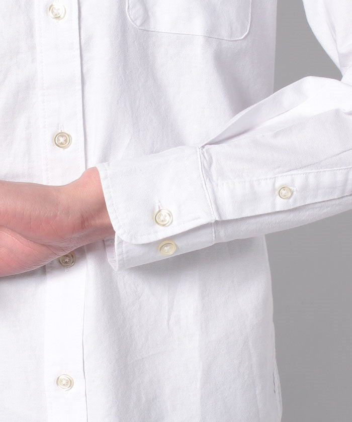 ジーンズメイト JEANS MATE 【BLUESTANDARD】楽ケア  綿100% オックス ボタンダウンシャツ レギュラーフィット イージーケア 防シワ （ホワイト） ホワイト