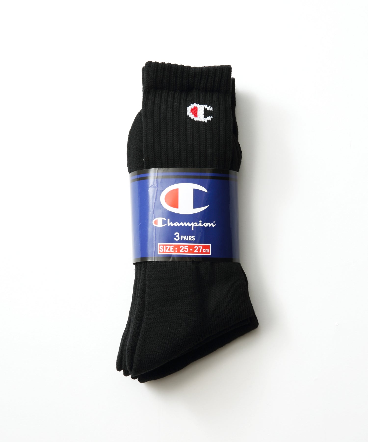 ジーンズメイト JEANS MATE 【CHAMPION】チャンピオン ワンポイント ロゴ フルレングス ソックス 3P 3足組 足底ハーフパイル仕様 リブ編み ブランド定番品 （ホワイト） ホワイト