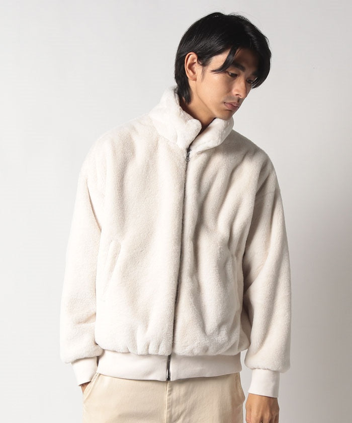 ジーンズメイト JEANS MATE 【UNIIT】エコファー フェイクファー オーバーサイズ ビッグカラー ジャケット 大きめ襟 もこもこ ふわふわ （オフホワイト） オフホワイト