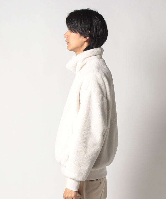 ジーンズメイト JEANS MATE 【UNIIT】エコファー フェイクファー オーバーサイズ ビッグカラー ジャケット 大きめ襟 もこもこ ふわふわ （オフホワイト） オフホワイト