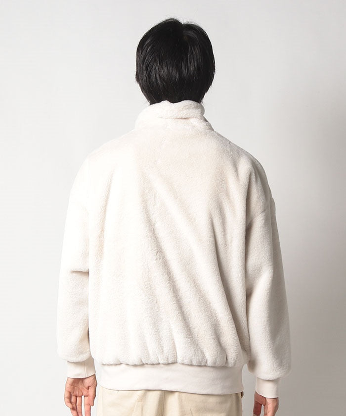 ジーンズメイト JEANS MATE 【UNIIT】エコファー フェイクファー オーバーサイズ ビッグカラー ジャケット 大きめ襟 もこもこ ふわふわ （オフホワイト） オフホワイト