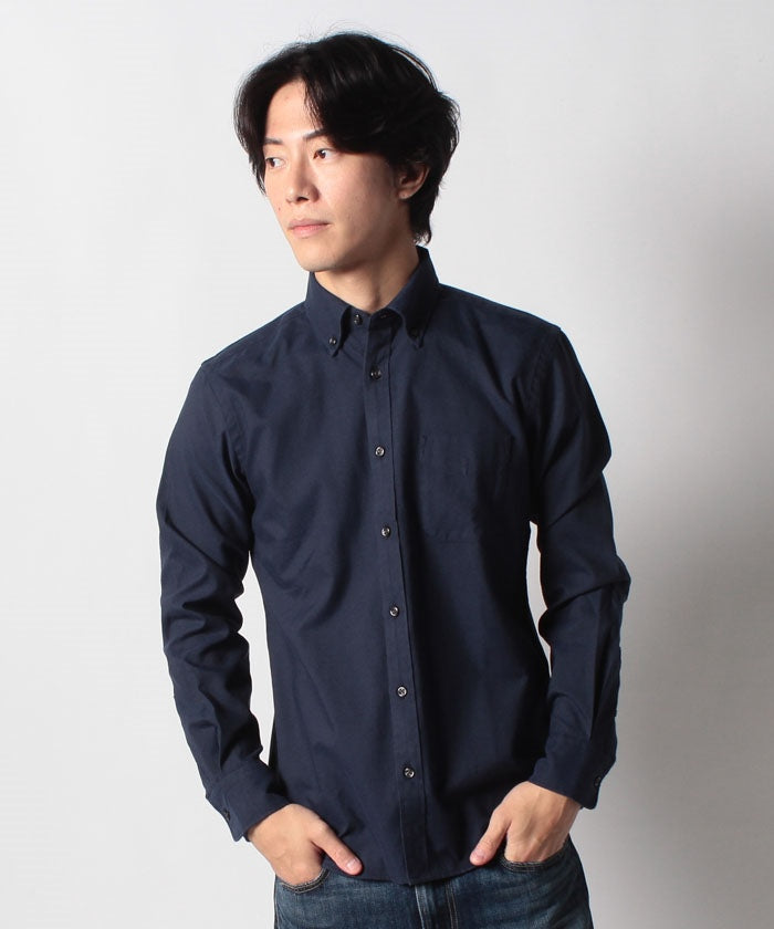 ジーンズメイト JEANS MATE 【BLUESTANDARD】速乾 ラクケア オックス ボタンダウン シャツ イージーケア 形態安定 （ダークネイビー） ダークネイビー