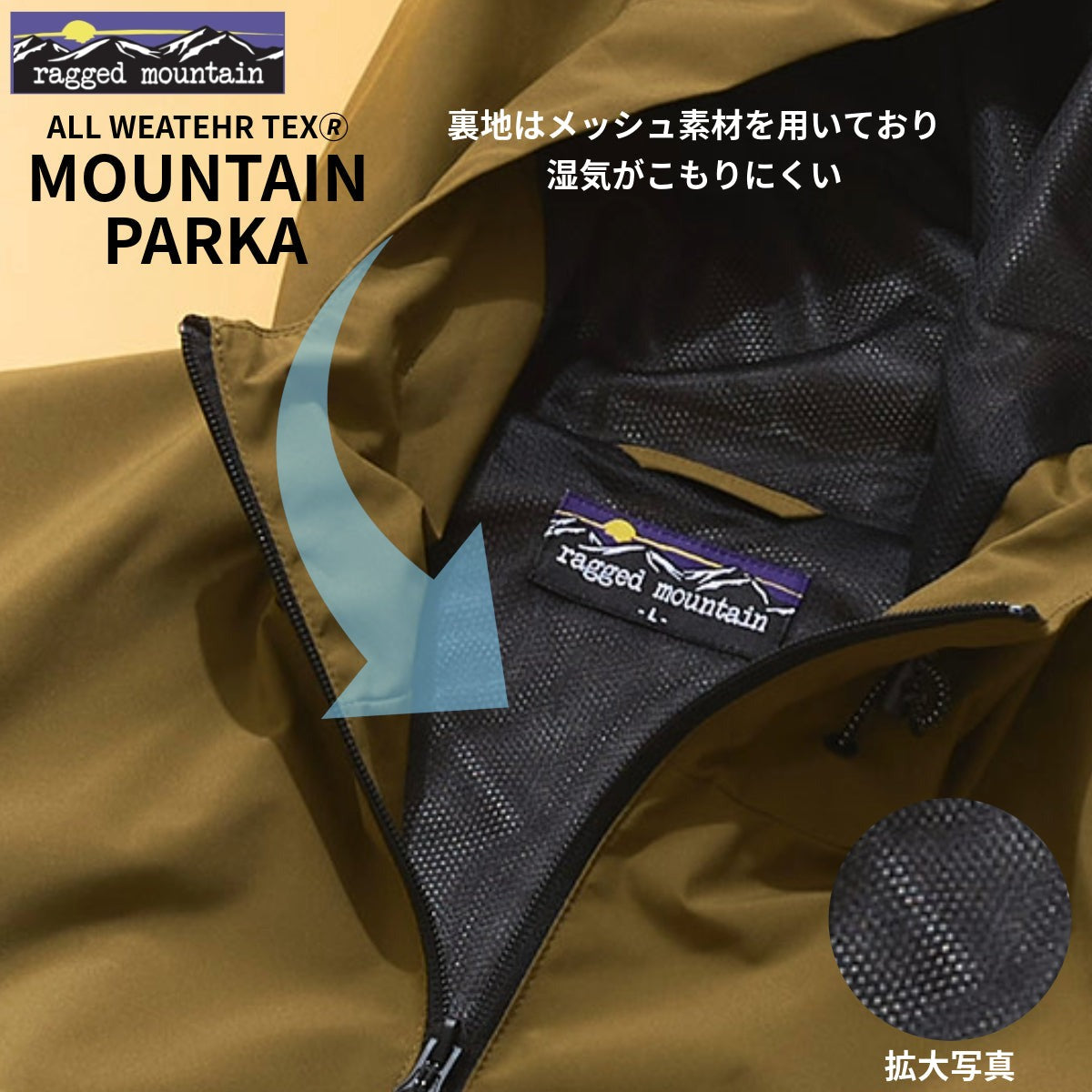 JEANS MATE 【RAGGED MOUNTAIN】 All-Weather Mountain Parka Windbreaker Water-Repellent Windproof Unisex Commuting Schooling Slim Fit