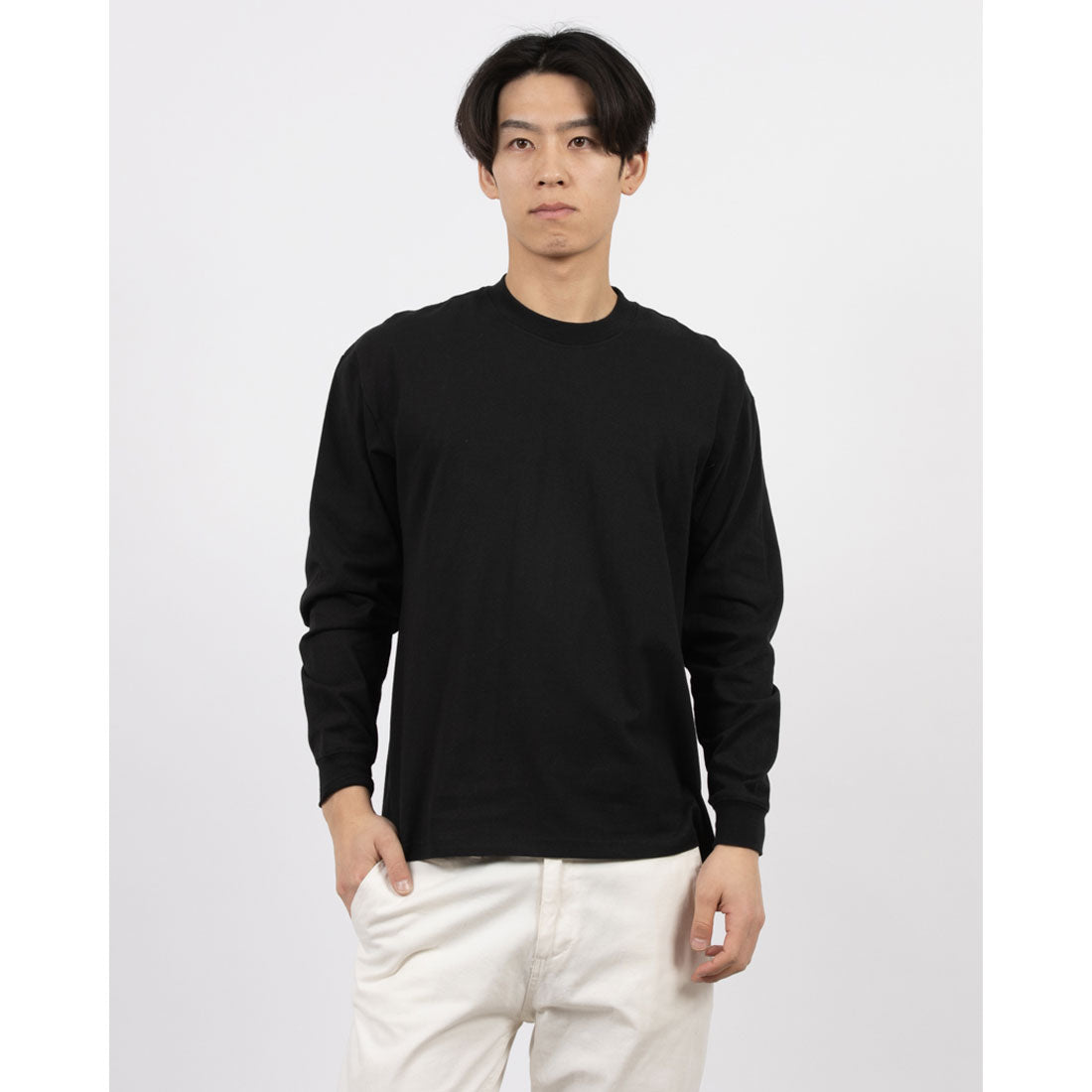ジーンズメイト JEANS MATE 【RAGGED MOUNTAIN】エンボス加工 ロゴ ロンT ラギッドマウンテン （ブラック） ブラック