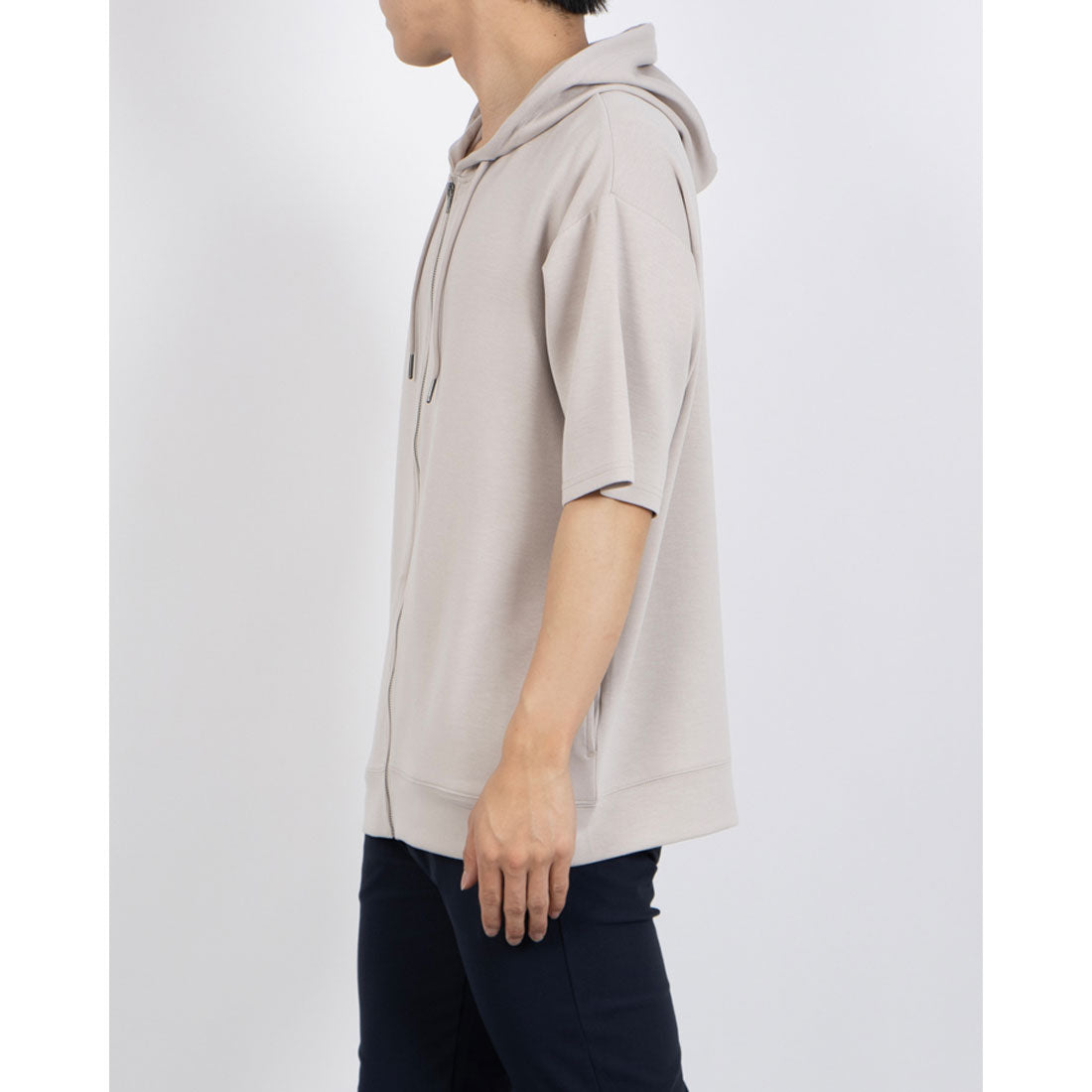 ジーンズメイト JEANS MATE BLUE STANDARD COOLスムース 5分袖 パーカー （グレー） グレー