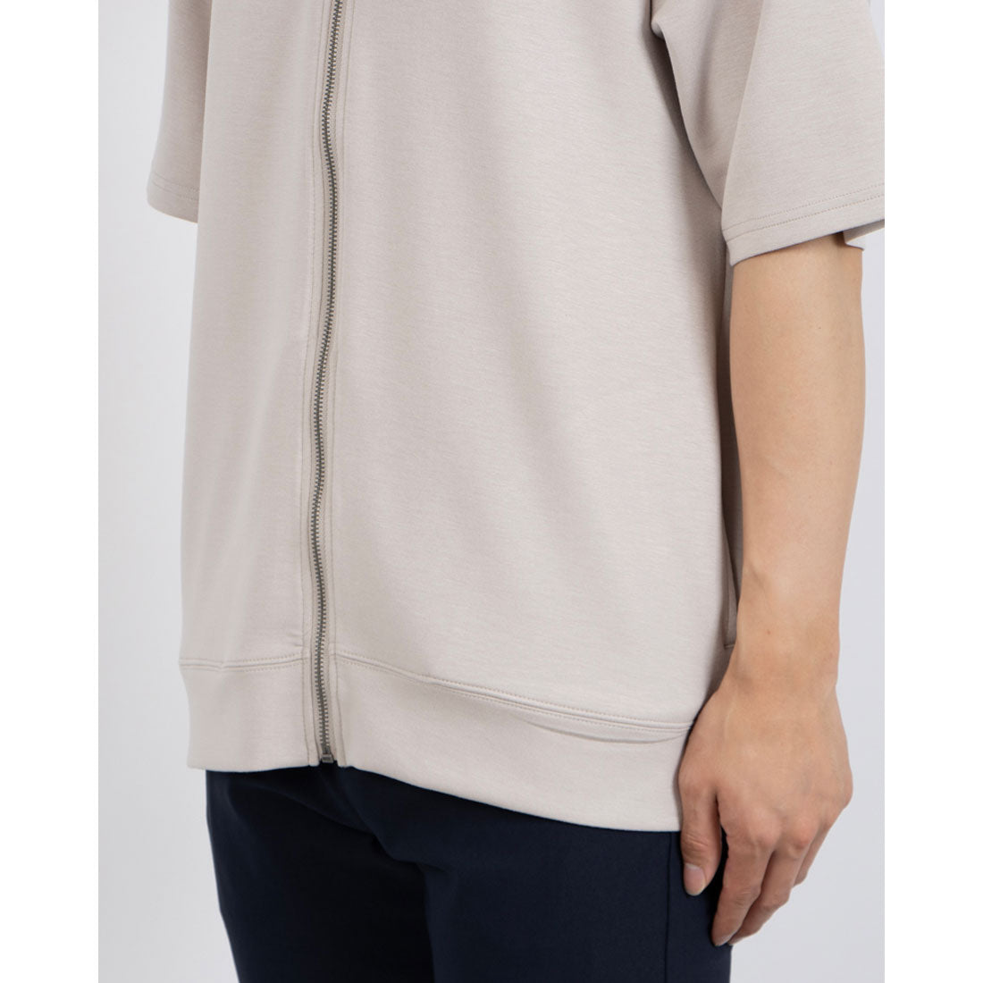 ジーンズメイト JEANS MATE BLUE STANDARD COOLスムース 5分袖 パーカー （グレー） グレー