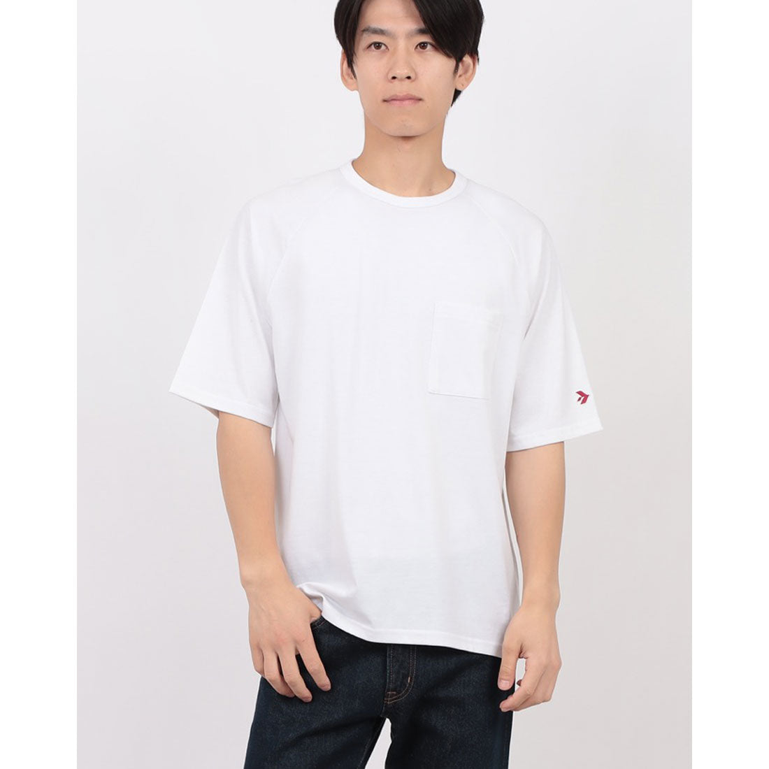 ジーンズメイト JEANS MATE SAVIER x ZERO STAIN コラボ ラグラン ポケット付 Tシャツ 汗染み 目立ちにくい ゼロステイン （ホワイト） ホワイト