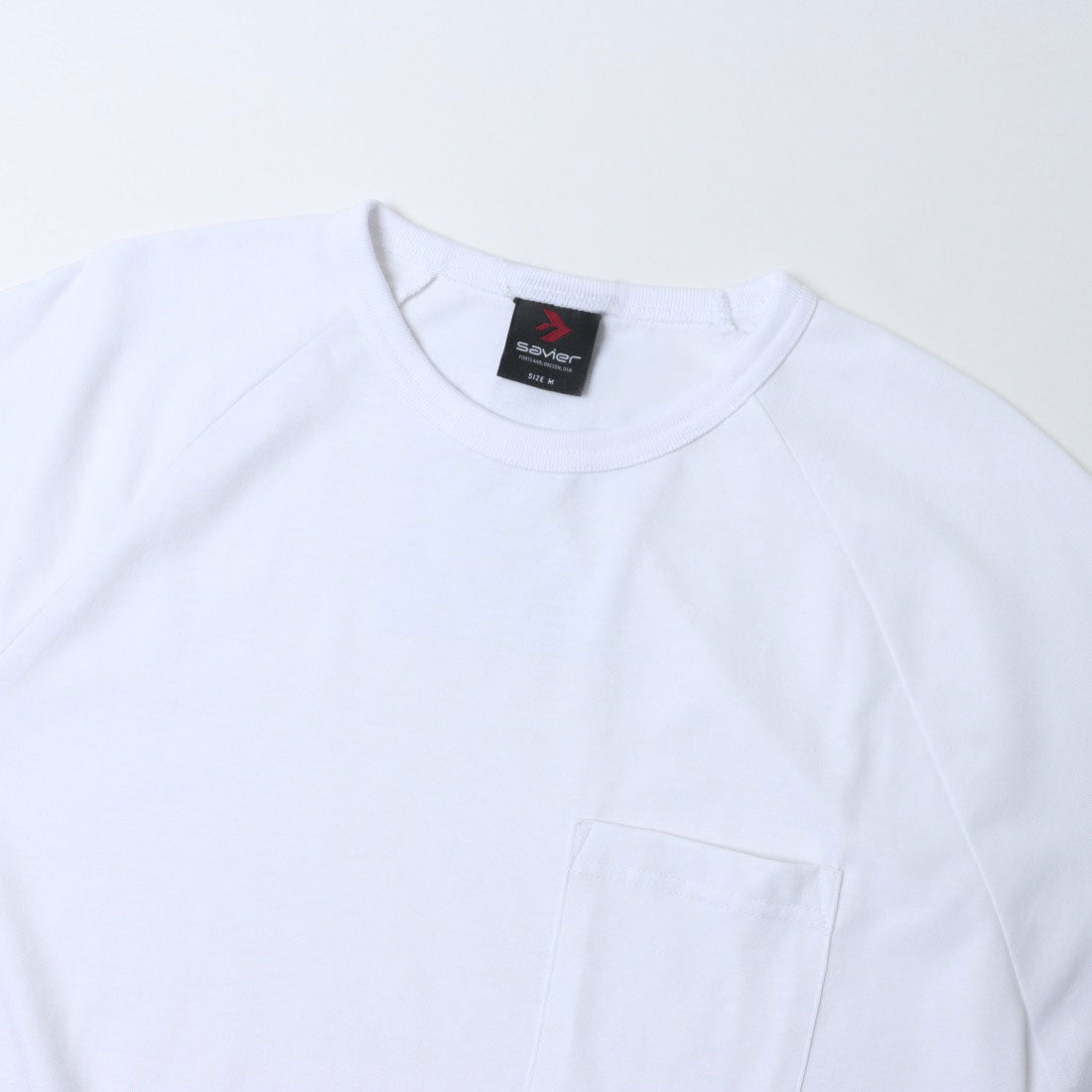 ジーンズメイト JEANS MATE SAVIER x ZERO STAIN コラボ ラグラン ポケット付 Tシャツ 汗染み 目立ちにくい ゼロステイン （ホワイト） ホワイト