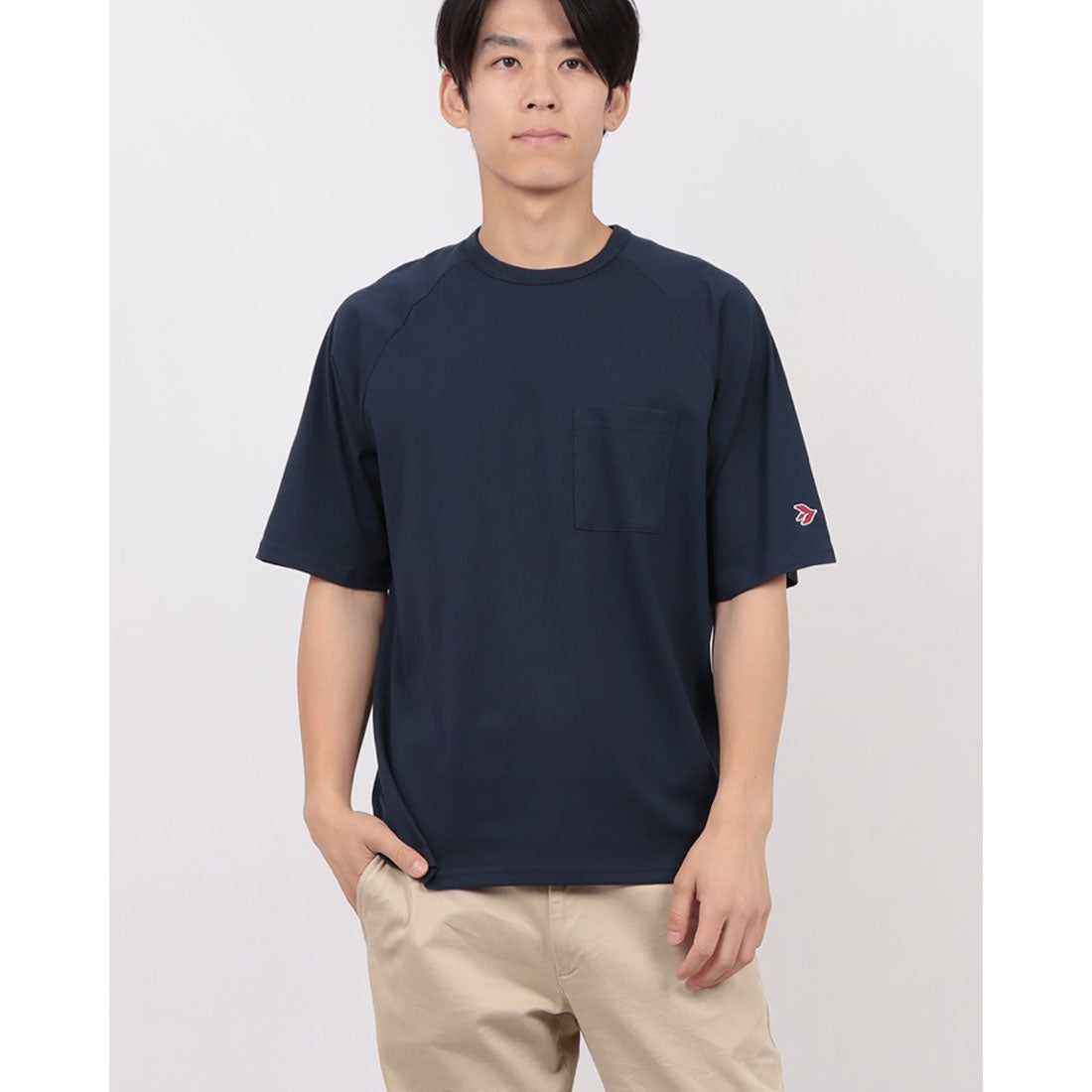 ジーンズメイト JEANS MATE SAVIER x ZERO STAIN コラボ ラグラン ポケット付 Tシャツ 汗染み 目立ちにくい ゼロステイン （ネービー） ネービー
