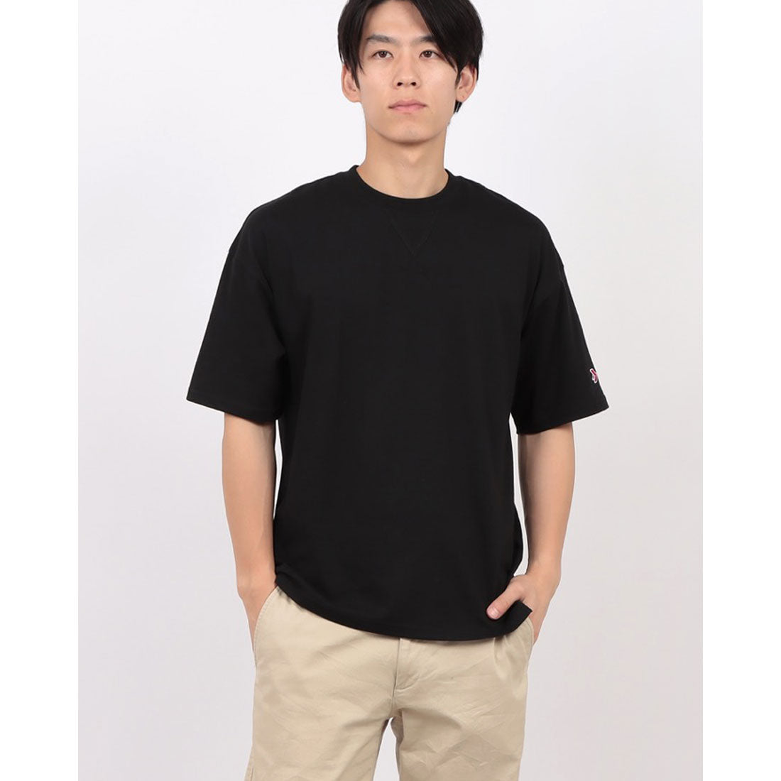 ジーンズメイト JEANS MATE SAVIER x ZERO STAIN コラボ VガゼットTシャツ 汗染み 目立ちにくい ゼロステイン （ブラック） ブラック