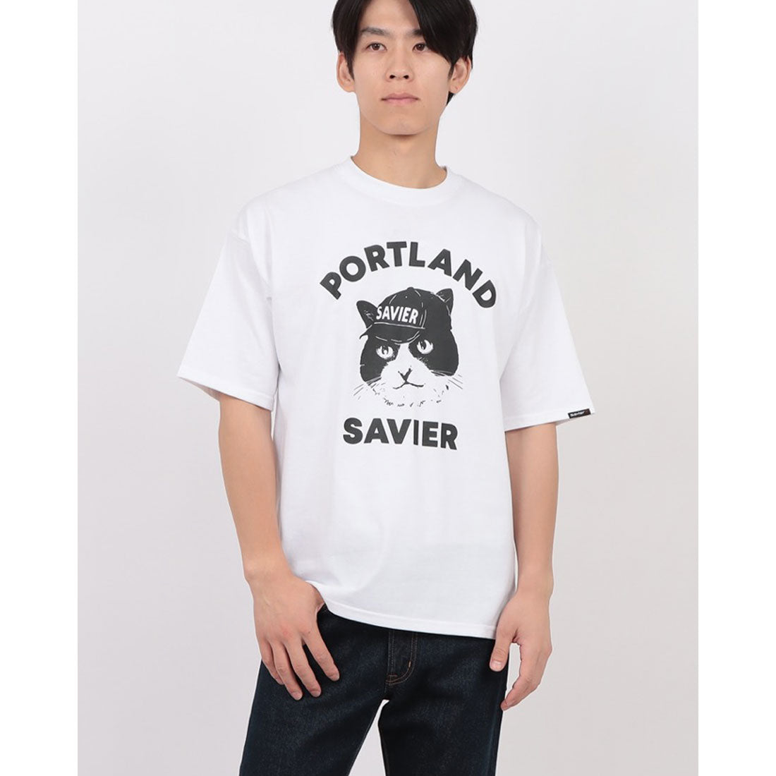ジーンズメイト JEANS MATE SAVIER サークルロゴ プリントTシャツ2 （ホワイト） ホワイト