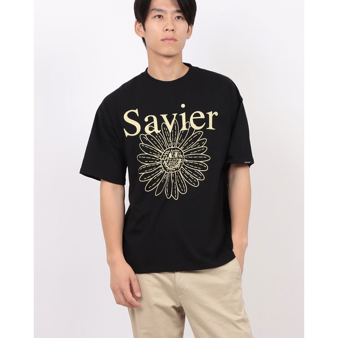 ジーンズメイト JEANS MATE SAVIER フラワープリント Tシャツ2 （ブラック） ブラック