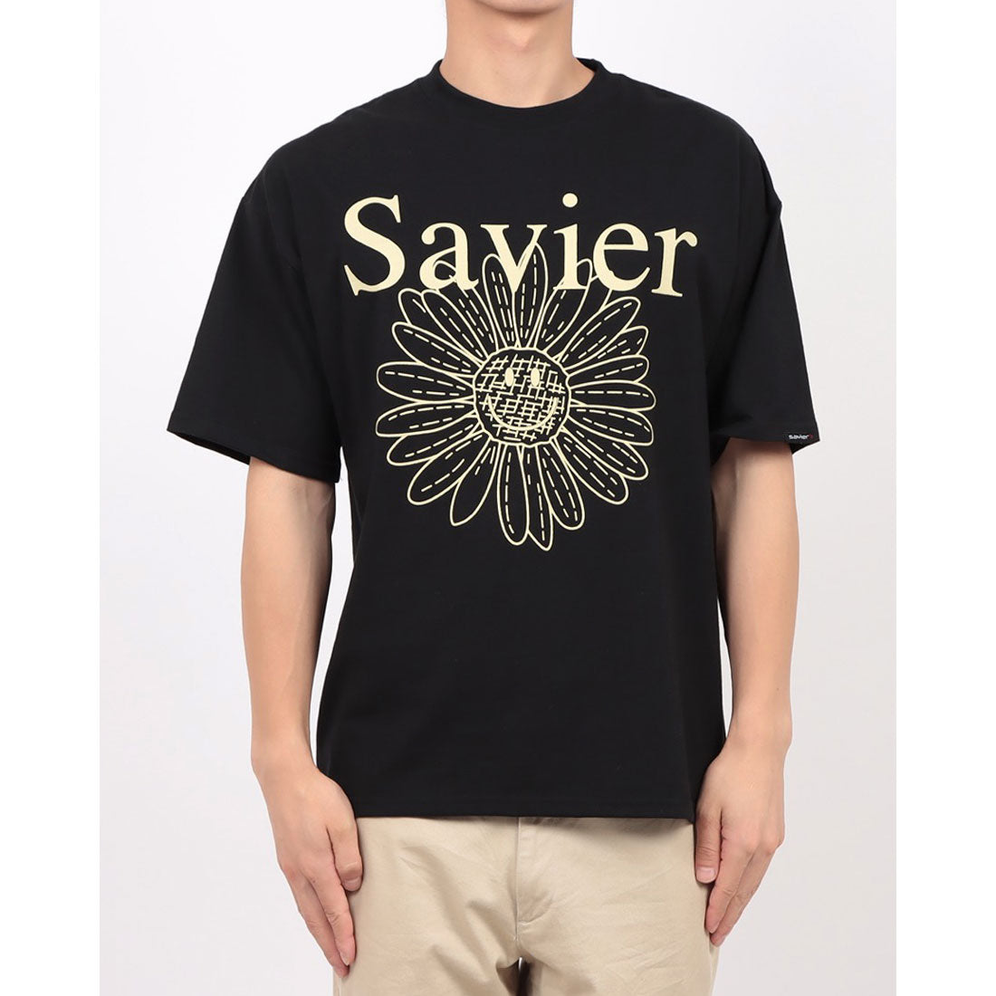ジーンズメイト JEANS MATE SAVIER フラワープリント Tシャツ2 （ブラック） ブラック