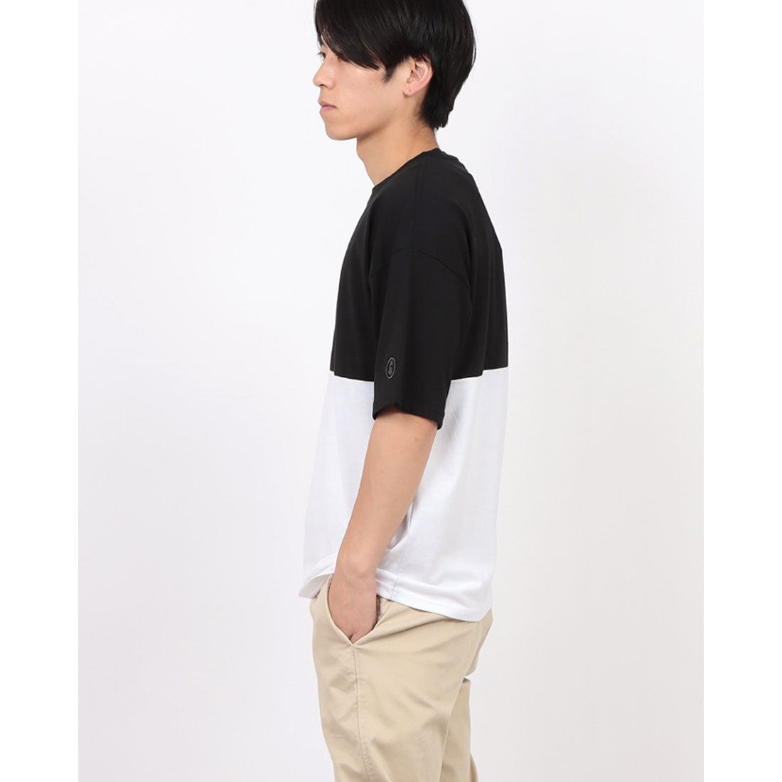 ジーンズメイト JEANS MATE BRKNHOME x ZERO STAIN コラボ 前後 切替デザイン Tシャツ 汗染み 目立ちにくい ゼロステイン （ホワイト） ホワイト