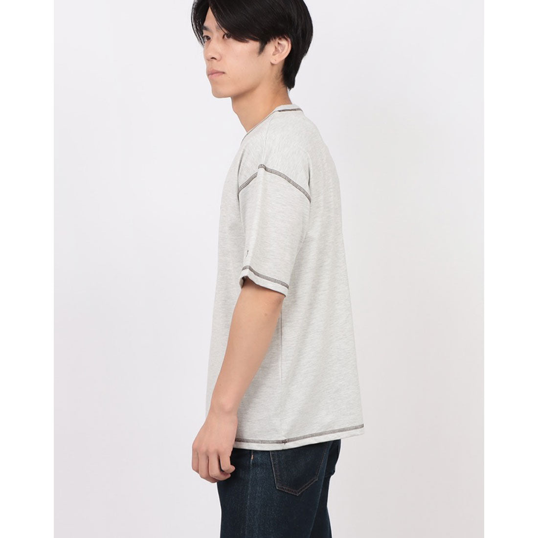 ジーンズメイト JEANS MATE OUTDOOR EXCHANGE x  ZERO STAIN 配色 3本針 カラーステッチ Tシャツ 汗染み 目立ちにくい ゼロステイン アウトドアエクスチェンジ （ホワイト） ホワイト