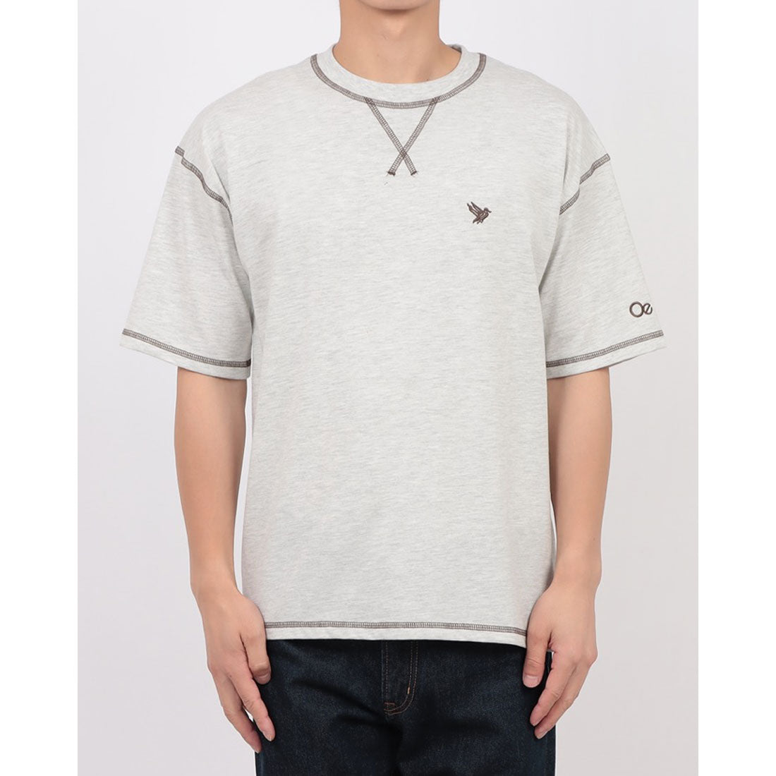 ジーンズメイト JEANS MATE OUTDOOR EXCHANGE x  ZERO STAIN 配色 3本針 カラーステッチ Tシャツ 汗染み 目立ちにくい ゼロステイン アウトドアエクスチェンジ （ホワイト） ホワイト