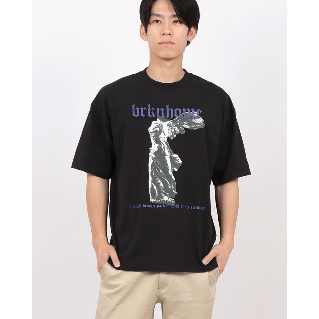 ジーンズメイト JEANS MATE BRKNHOME アートプリント Tシャツ2 （ブラック） ブラック